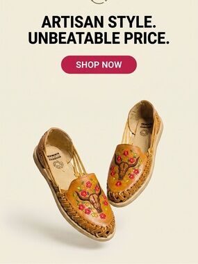 Hand Crafted Tan Moccasins with Pink & Green Floral Skull Embroidery